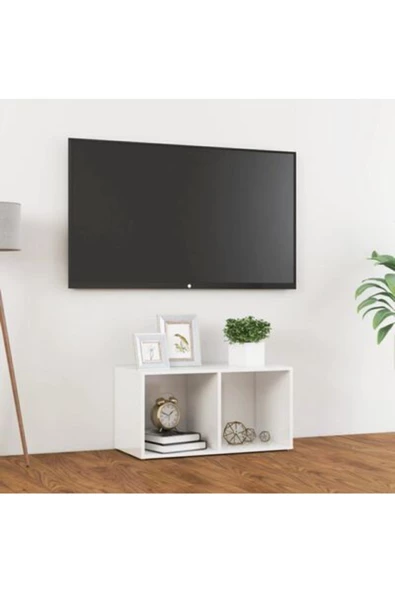 Tdesigno Tdesıgno Utku Televizyon Sehpası - Ünitesi -kitaplık-beyaz 72 cm 2 Raflı ürün görseli 1