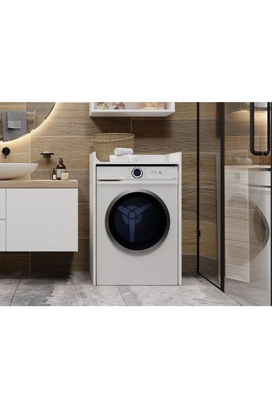 Tdesigno Ulya Banyo Dolabı-Çok Amaçlı-Çamaşır Makinesi Dolabı-Beyaz ürün görseli 1