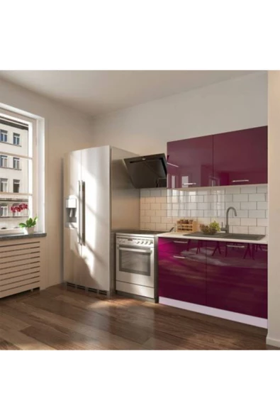 Tdesigno Bade Hazır Mutfak Dolabı 120cm - Tezgah Dahil Değil-parlak Mürdüm ürün görseli 1