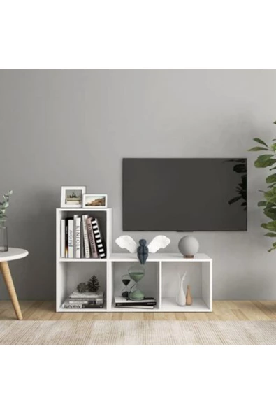 Tdesigno Tdesıgno Belgin Kitaplıklı Televizyon Sehpası - Ünitesi -kitaplık-beyaz 90 Cm 4 Raflı ürün görseli 1