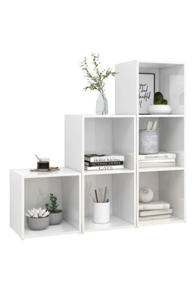 Tdesigno Kitaplık Ofis Dolabı Beyaz 6 Raflı 90 cm ürün görseli 1