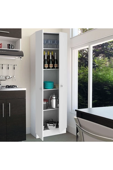 Tdesigno Mez Çok Amaçlı Dolap,5 Raflı, 2 Kapaklı Mutfak Dolabı Kiler Dolabı Banyo Dolabı ürün görseli 1