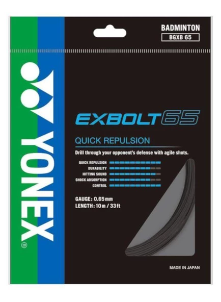 Yonex Exbolt 65 Badminton Kordajı 0.65 mm 10 Metre Siyah ürün görseli 1