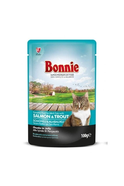 Bonnie Somonlu Alabalıklı Pouch Jelly Yetişkin Kedi Konserve Maması 100 gr ürün görseli 1