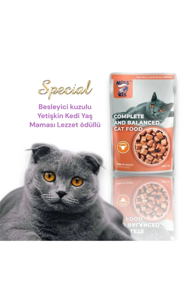vet advice Miss kis Premium Pouch Yetişkin Kuzulu Kedi Maması 100 gr ürün görseli 1