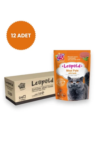 vet advice LeöPöld Premium Pouch Yetişkin Kedi Kuzulu Yaş Mama 12 Adet ürün görseli 1