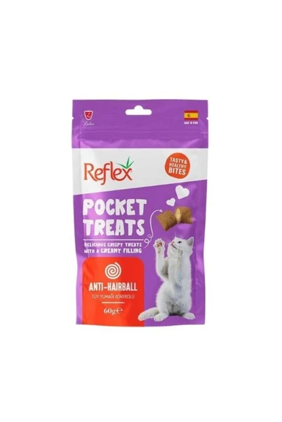 Reflex Pocket Treats Anti-Hairball Tüy Yumağı Önleyici Kedi Ödül Maması 60 Gr ürün görseli 1