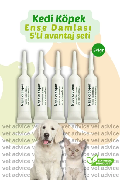 vet advice Kedi Köpek Iç Dış Deri Tüy Bakım Damlası Parazit Bitkisel 5'li Tüp Set ürün görseli 1