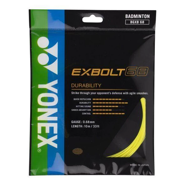 Yonex Exbolt 68 Badminton Kordajı 0.68 mm 10 Metre Sarı ürün görseli 1
