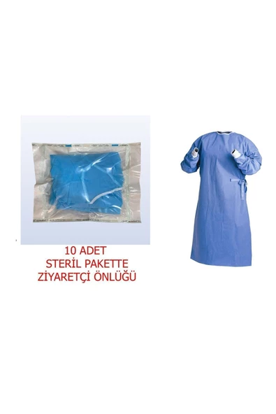AYSET Steril Pakette Ziyaretci Hasta Box Önlüğü Uzun Kol Lastikli 10lu ürün görseli 1