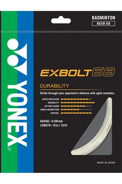 Yonex Exbolt 68 Badminton Kordajı 0.68 mm 10 Metre Beyaz ürün görseli 1