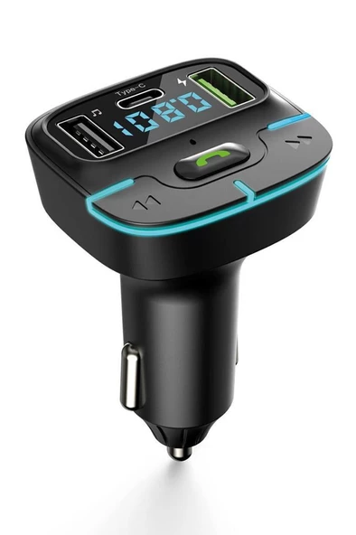 PDAteknoloj F9 Araç Fm Transmitter 5.3 Bluetooth Araç Kiti Usb Type-C Hızlı Şarj Çıkışlı Çakmaklık Girişli ürün görseli 1