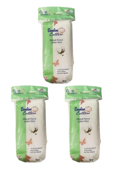 BAMBİNO COTTON Hidrofil Saf Pamuk 50 Gr 3 Adet ürün görseli 1