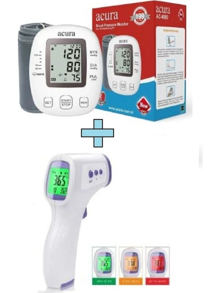 Ac-9080 Koldan Ölçer Tam Otomatik Tansiyon Aleti + Ac-9270 Dijital Temassız Ateş Ölçer+Cihaz Çantası ve Pil Hediyeli ürün görseli 1