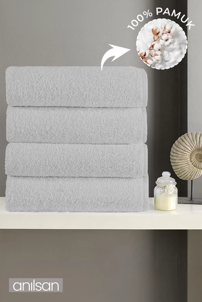 4'lü Düz Gri Banyo Havlusu - 70x140 Cm, 490 Gr, %100pamuk, Spa Ve Otel Havlusu ürün görseli 1