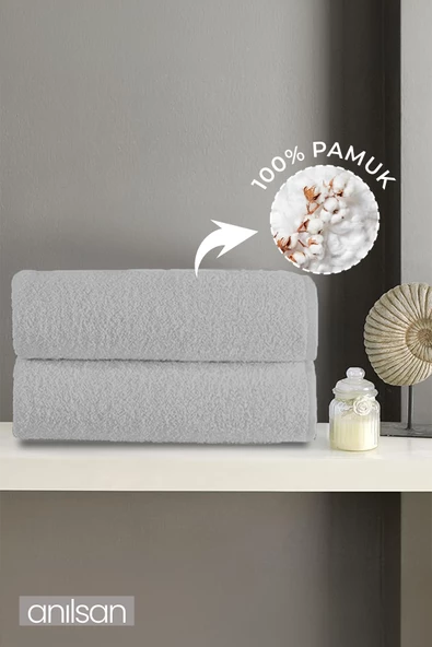 2'li Düz Gri Banyo Havlusu - 70x140 Cm, 490 Gr, %100pamuk, Spa Ve Otel Havlusu ürün görseli 1