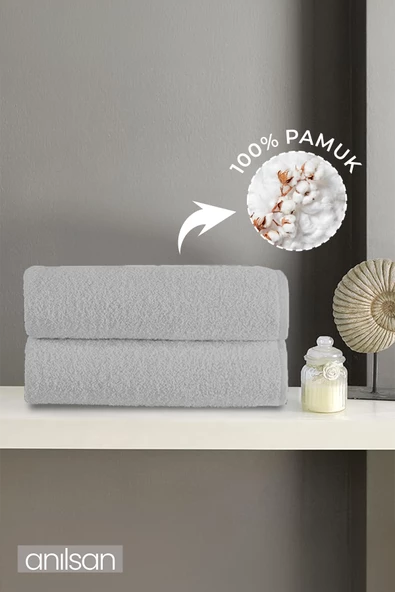 2'li Gri El Havlusu - 50x90 Cm, 225 Gr, %100 Pamuk, Spa Ve Otel Havlusu ürün görseli 1