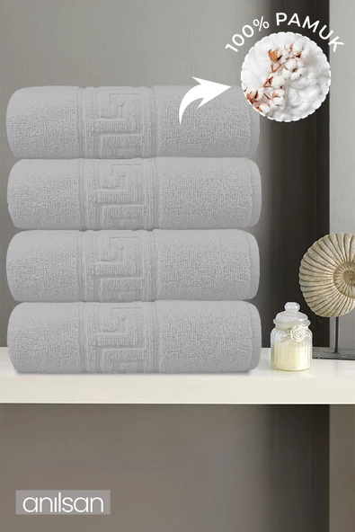 4'lu Greek Gri El Havlusu - 50x90 Cm, 225 Gr, %100 Pamuk, Spa Ve Otel Havlusu ürün görseli 1