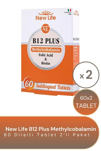 New Life B12 Plus Methylcobalamin 60 Dilaltı Tablet 2'li Paket ürün görseli 1