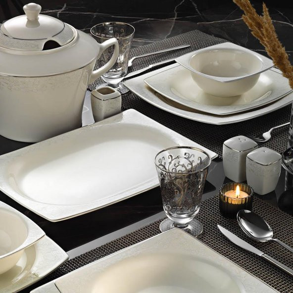 Kütahya Porselen Bone Mare 62 Parça 1079220 Desenli Yemek Takımı ürün görseli 1
