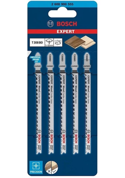 Bosch Expert Wood 2-Side Clean T 308 Bo Dekupaj Testere Bıçağı 5 Parça - 2608900555 ürün görseli 1