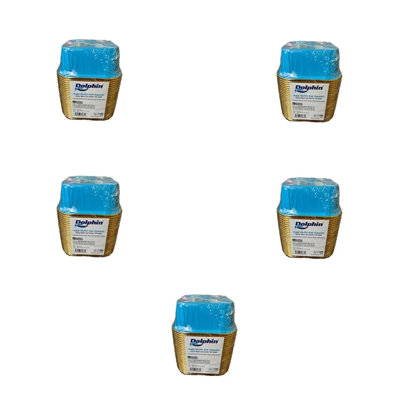 Dolphin Muffin Kare Kağıt Mavi Altın Cupcake Kek Kalıbı Kapsülü Kabı - 25 Adetlik 5 Paket ürün görseli 1