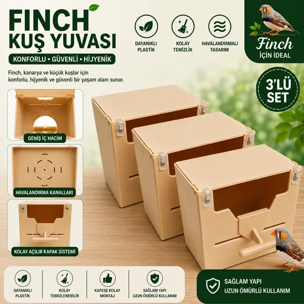 peturunsatis Finch Plastik Yuvalik 9,5 X 14 X 13 ( Kahve V Agiz ) 3 Adet ürün görseli 1