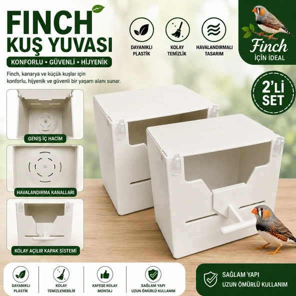 peturunsatis Finch Plastik Yuvalik 9,5 X 14 X 13 ( Beyaz V Agiz ) 2 Adet ürün görseli 1