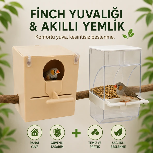 peturunsatis Finch Plastik Yuvalik 9,5 X 14 X 13 ( Kahve Yuvarlak Agiz ) + Akıllı Yemlik ürün görseli 1