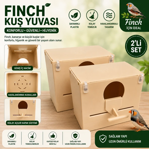 peturunsatis Finch Plastik Yuvalik 9,5 X 14 X 13 ( Kahve O Agiz ) 2 Adet ürün görseli 1