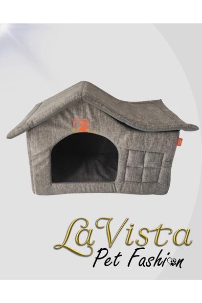 LAVİSTA Lavista Kedi Köpek Çatılı Ev Iç Mekan Gri ürün görseli 1