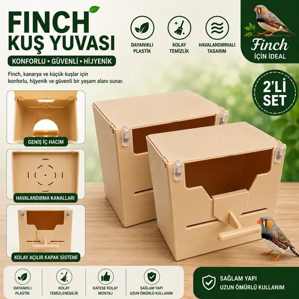 peturunsatis Finch Plastik Yuvalik 9,5 X 14 X 13 ( Kahve V Agiz ) 2 Adet ürün görseli 1