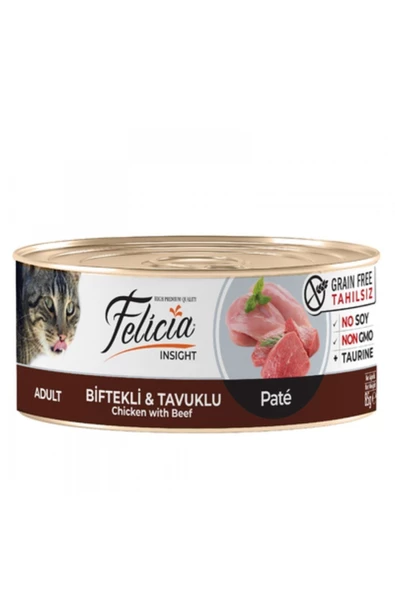 Baylanpet Felıcıa Tahılsız 85 Gr - Biftekli Tavuklu Kıyılmış Konserve Kedi Maması 6x85gr ürün görseli 1