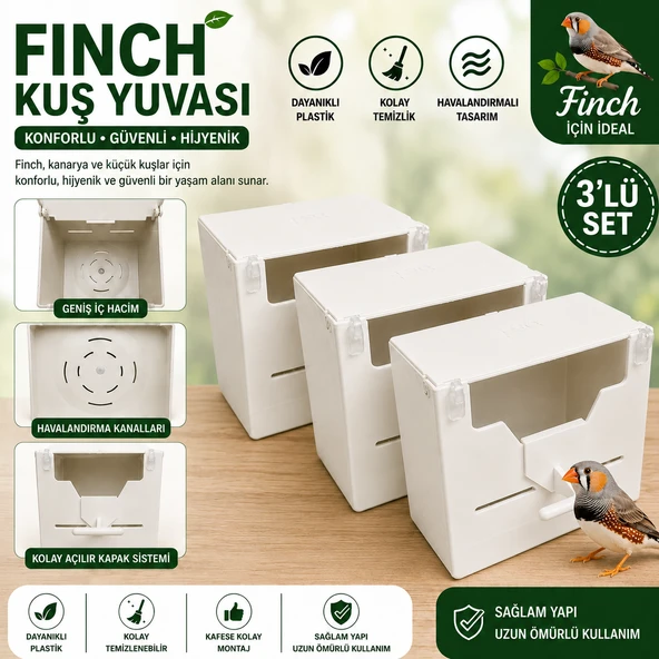 peturunsatis Finch Plastik Yuvalik 9,5 X 14 X 13 ( Beyaz V Agiz ) 3 Adet ürün görseli 1