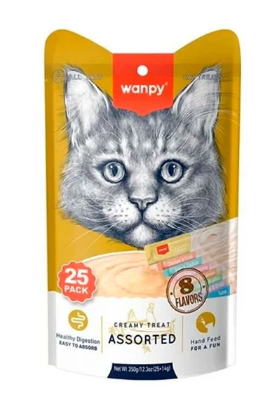 Wanpy Kedi Maması Sıvı Ödül Çubuk Karışık 25x14gr ürün görseli 1