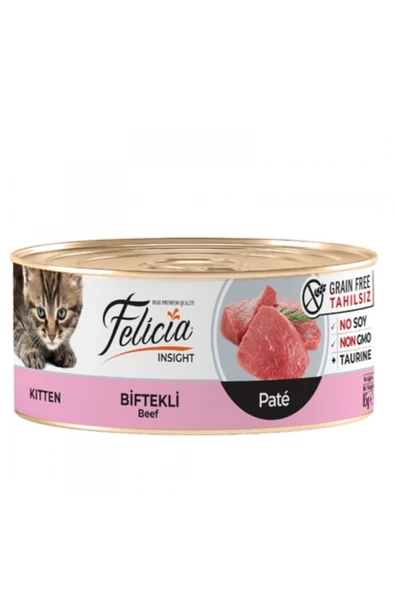 Baylanpet Felıcıa Tahılsız 85 Gr - Kitten Biftekli Kıyılmış Konserve Yavru Kedi Maması 6x85gr ürün görseli 1