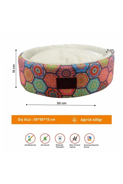 GND PET Anti Bakteriyel Yıkanabilir Koku Tutmaz Kedi Köpek Yatağı 50x50x15 ürün görseli 1