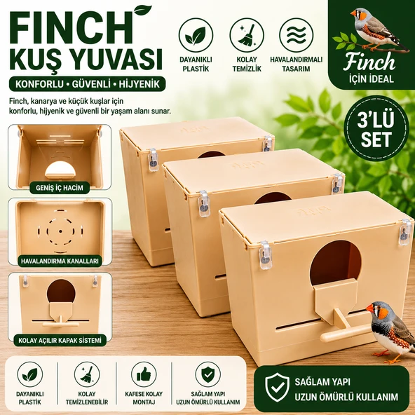 peturunsatis Finch Plastik Yuvalik 9,5 X 14 X 13 ( Kahve O Agiz ) 3 Adet ürün görseli 1