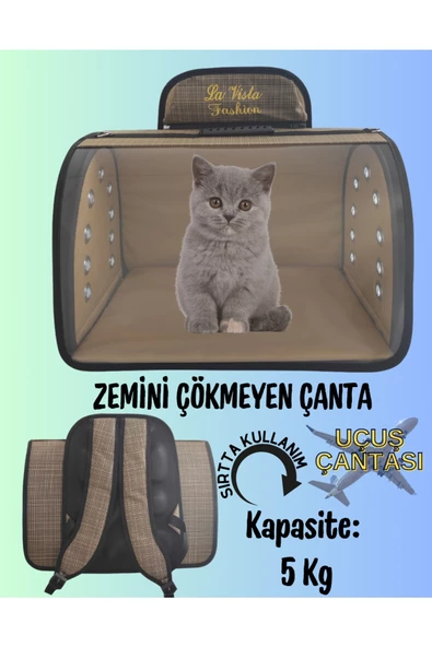 LAVİSTA Kedi Köpek Sırt Taşıma Çantası Flybag Tomris Haki ürün görseli 1