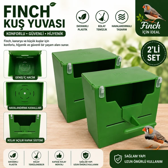 peturunsatis Finch Plastik Yuvalik 9,5 X 14 X 13 ( Yeşil V Agiz ) 2 Adet ürün görseli 1