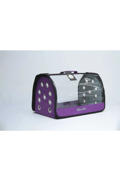 LeonPet Köpek Ve Kedi Renkli Şeffaf Fly Bag Taşıma Çantası Mor 25x40x25 Cm ürün görseli 1
