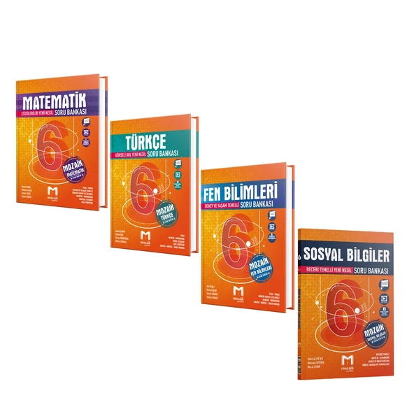 Mozaik 6.Sınıf Matematik Türkçe Fen ve Sosyal Bilimler Soru Bankası Seti 4 Kitap ürün görseli 1