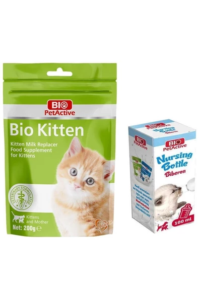Bio PetActive Bio Kitten Milk Yavru Kedi Süt Tozu 200gr + Biberon 100ml ürün görseli 1