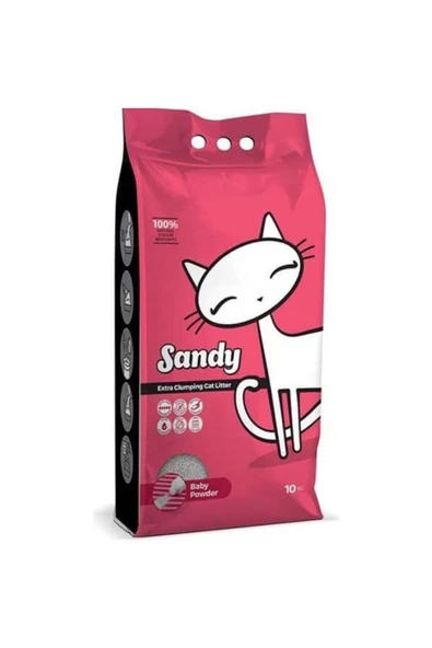 Sandy Sodyum Bentonit Ultra Topaklaşan Bebek Pudralı Doğal Kedi Kumu 10 Kg ürün görseli 1