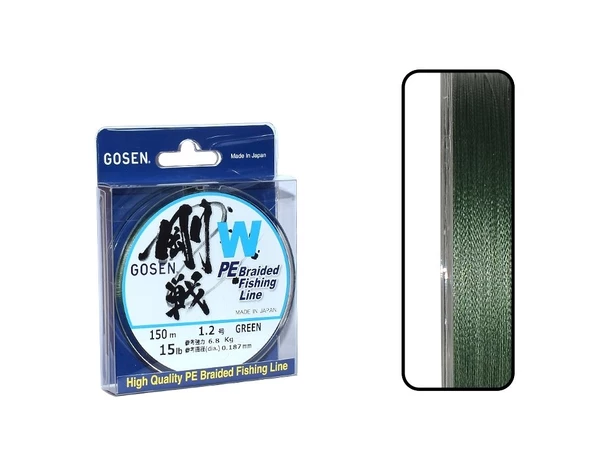 Gosen W4 Casting PE 4 Kat Spin İp Misina 150mt Yeşil PE1.2-0.187MM ürün görseli 1