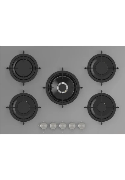 Gl General GLO 038RSPR Bask Pure Grey 75cm 5G Wok Cam Ankastre Ocak ürün görseli 1