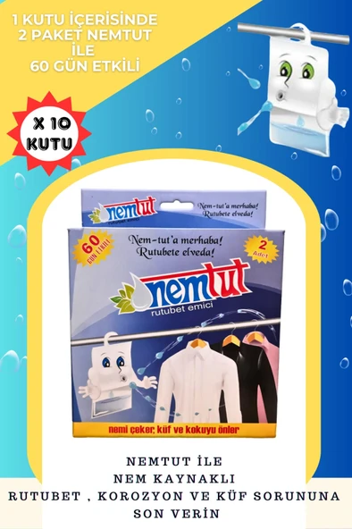 Rutubet Giderici Nem Emici Koku Küf Ve Korozyon Önleyici 10 Kutu 20 Paket 10 Kg ürün görseli 1
