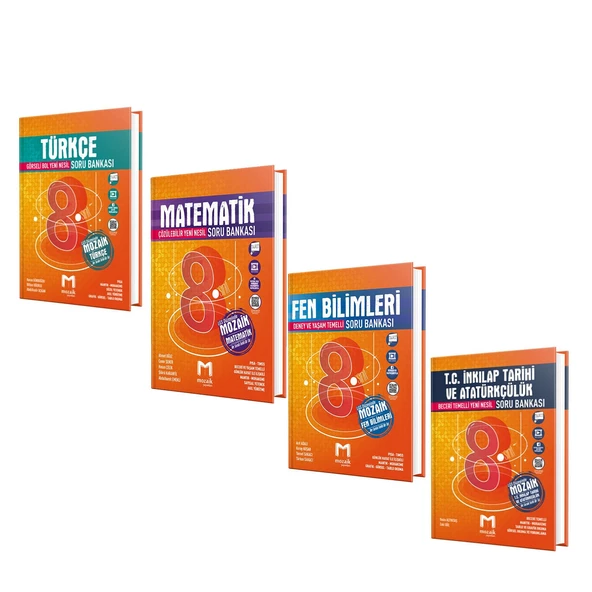Mozaik 8.Sınıf Türkçe Matematik Fen ve İnkılap Tarihi Soru Bankası Seti 4 Kitap ürün görseli 1