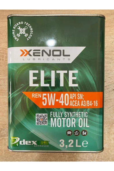 XENOL ELITE REN 5W-40 API SN;ACEA A3/B4-16 DEXOS1 TAM SENTETİK MOTOR YAĞI 3,2 LİTRE – 2023 ürün görseli 1