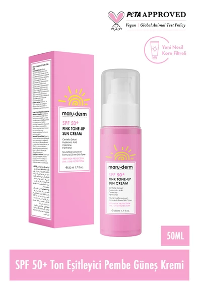 Maru.Derm Güneş Kremi | SPF 50+ Pembe Ton Eşitleyici (Pink Tone-Up) Güneş Kremi | Yeni Nesil Kore Filtreli ürün görseli 1